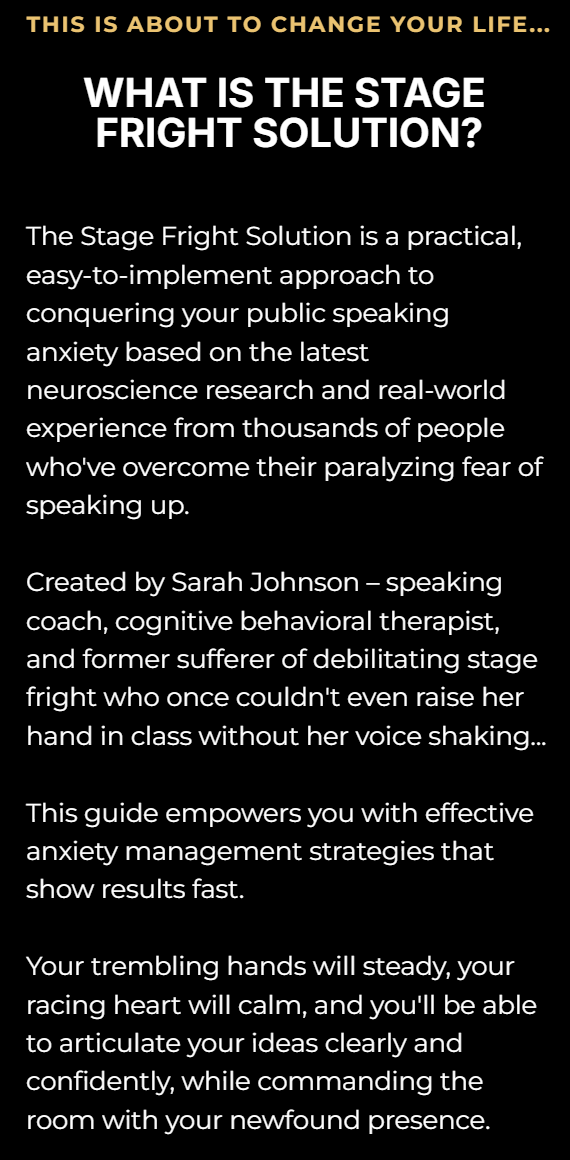 The Stage Fright Solution - 14 Proven Strategies to Overcome Your Fear of Public Speaking
