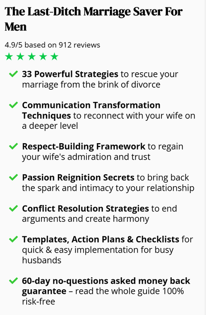 The Last Ditch Marriage Saver Guide for Men - 33 Powerful Strategies to Rescue your Marriage