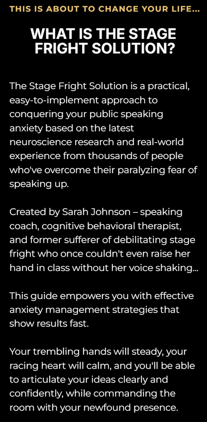 The Stage Fright Solution - 14 Proven Strategies to Overcome Your Fear of Public Speaking